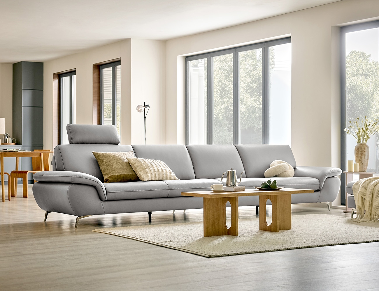 Ghế sofa da bò tự nhiên 6 chỗ ngồi