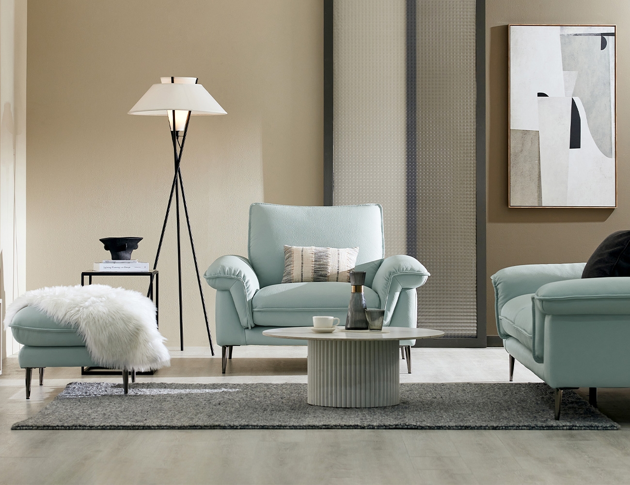 Ghế sofa da bò cotton tự nhiên Alma 1 chỗ ngồi