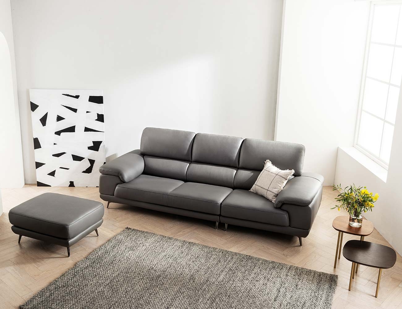 Ghế sofa da bò cotton tự nhiên Benny 3,5 chỗ