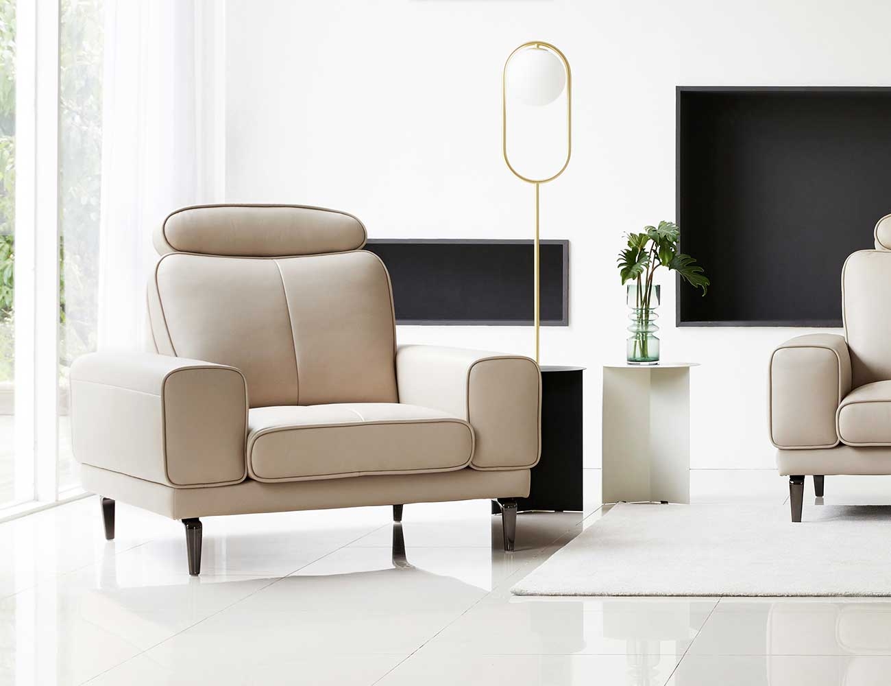 Ghế sofa da bò cotton tự nhiên Heim 1 người