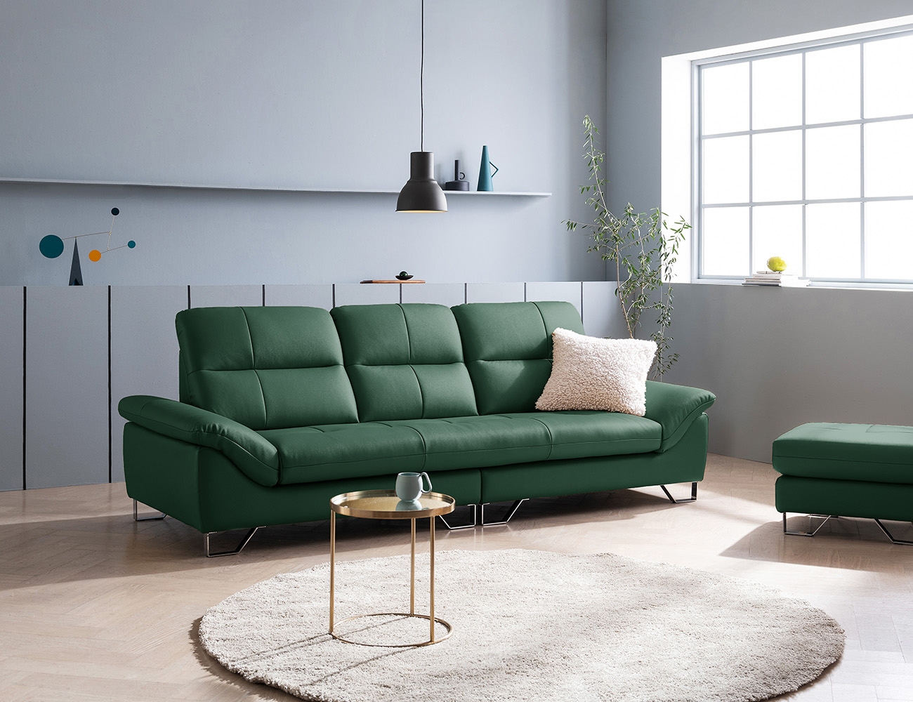 Ghế sofa da bò cotton tự nhiên ấm cúng cho 3,5 người