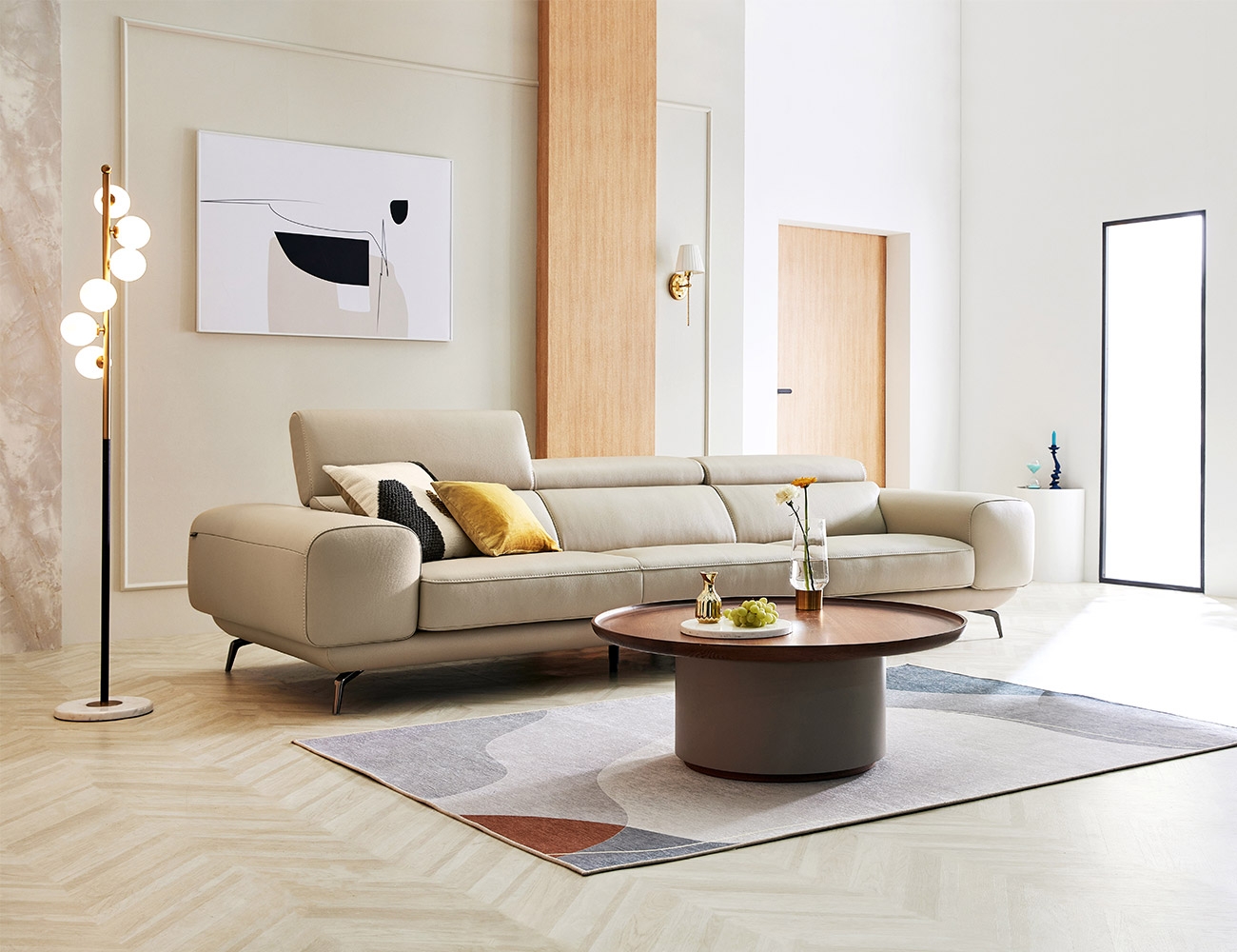 Ghế sofa da bò cotton tự nhiên co giãn 4 chỗ Le Mas I