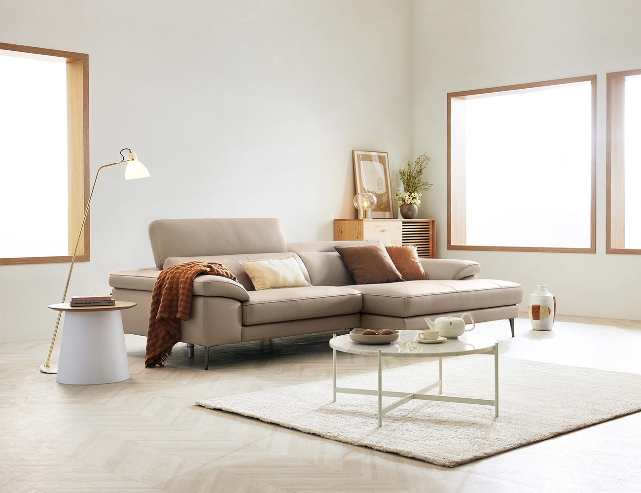 Ghế sofa da bò cotton tự nhiên co giãn đa năng Ruina 3,5 chỗ