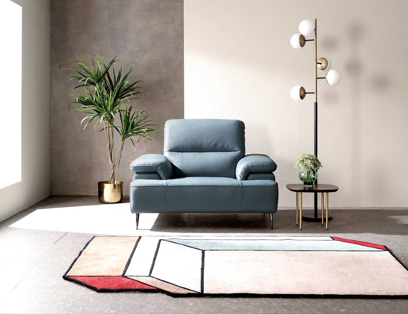 Ghế sofa da bò tự nhiên 1 người Vanessa