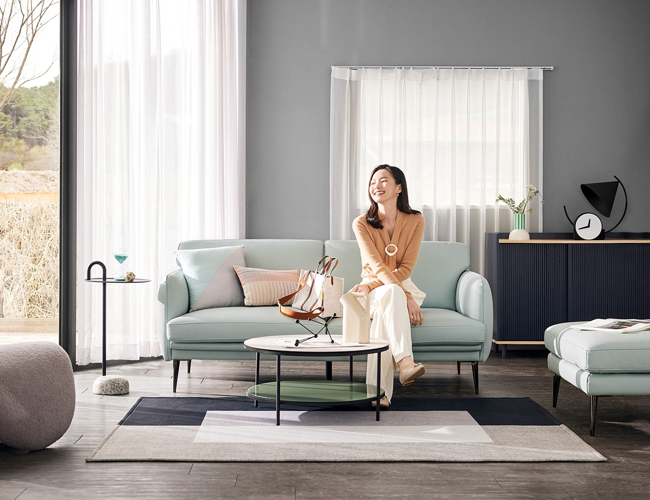 Ghế sofa da bò tự nhiên 2 chỗ Pino