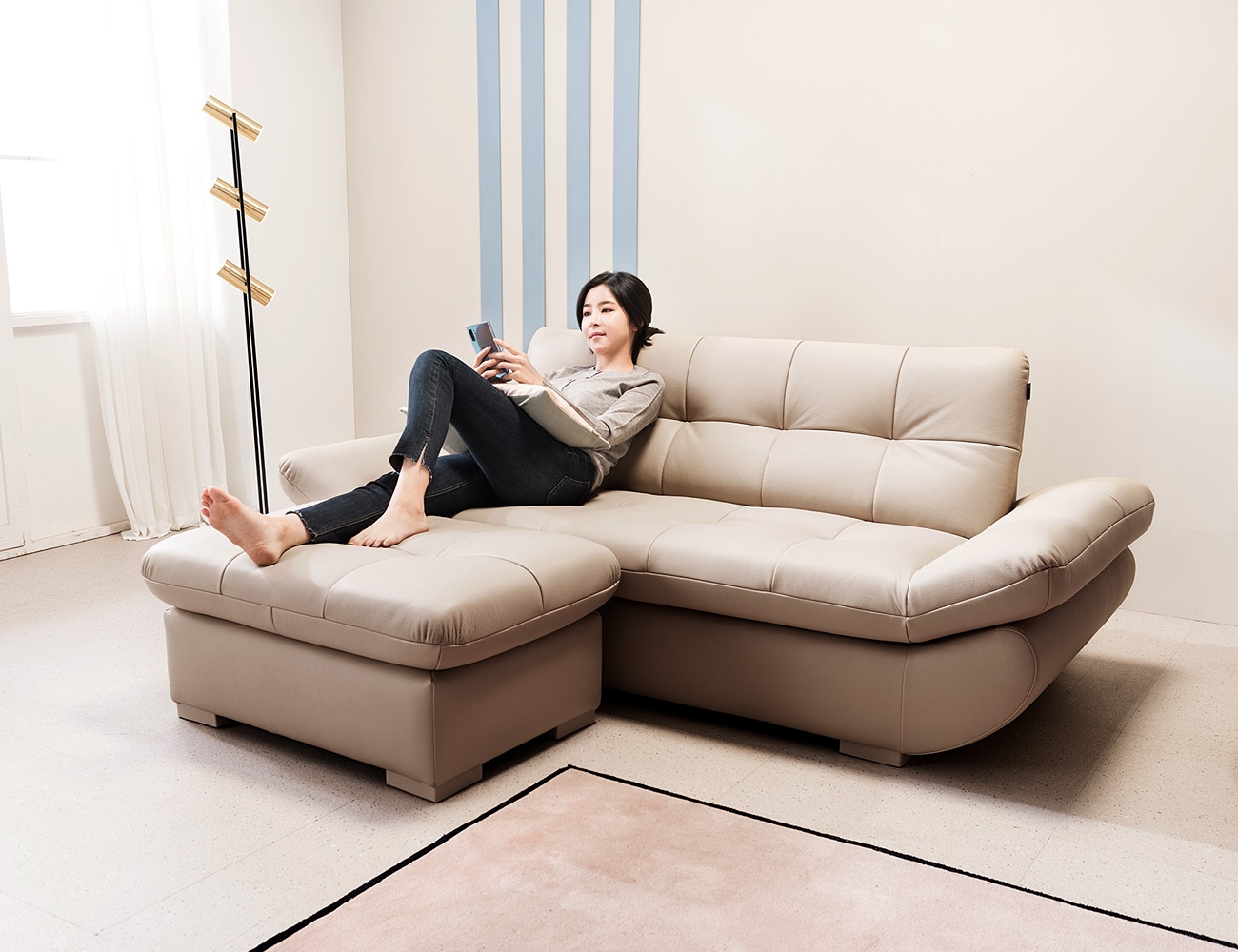 Ghế sofa da bò tự nhiên 3 chỗ ngồi Bubblell