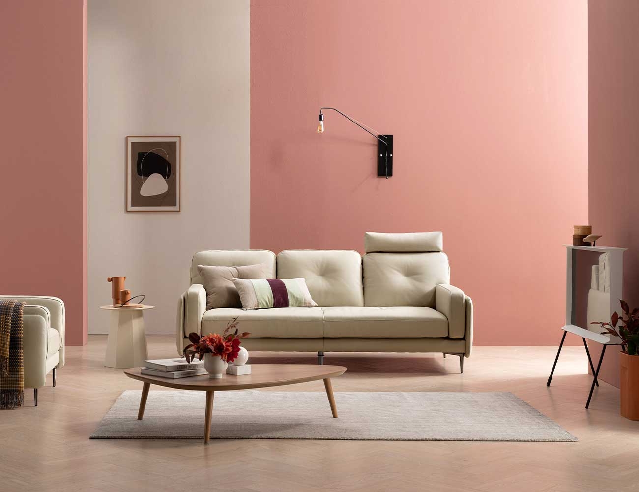 Ghế sofa da bò tự nhiên 3 chỗ ngồi Bunny của Ý
