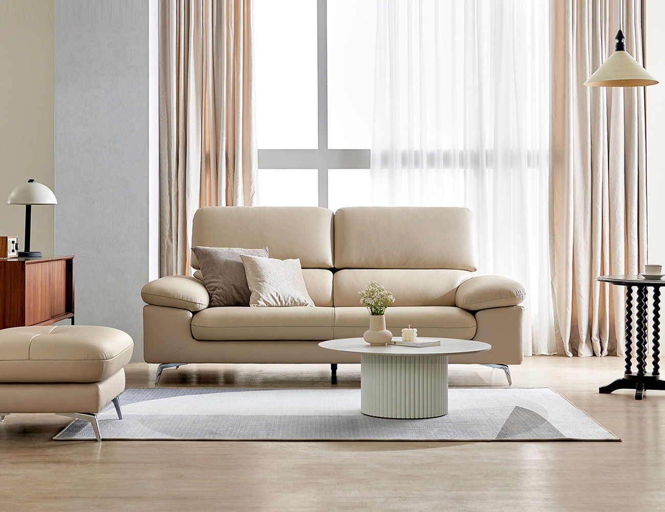 Ghế sofa da bò tự nhiên 3 chỗ ngồi Russel