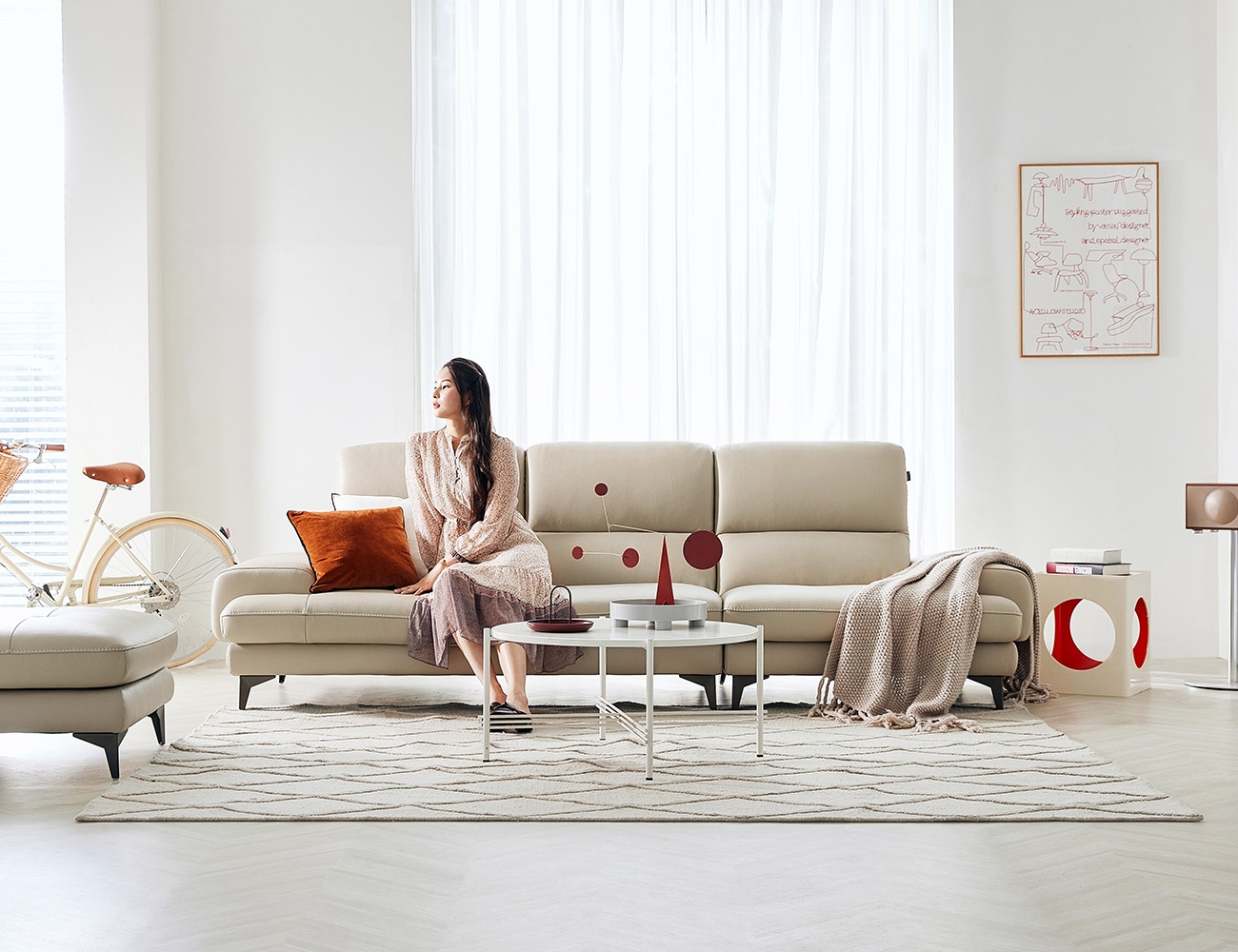 Ghế sofa da bò tự nhiên 4 chỗ Viento