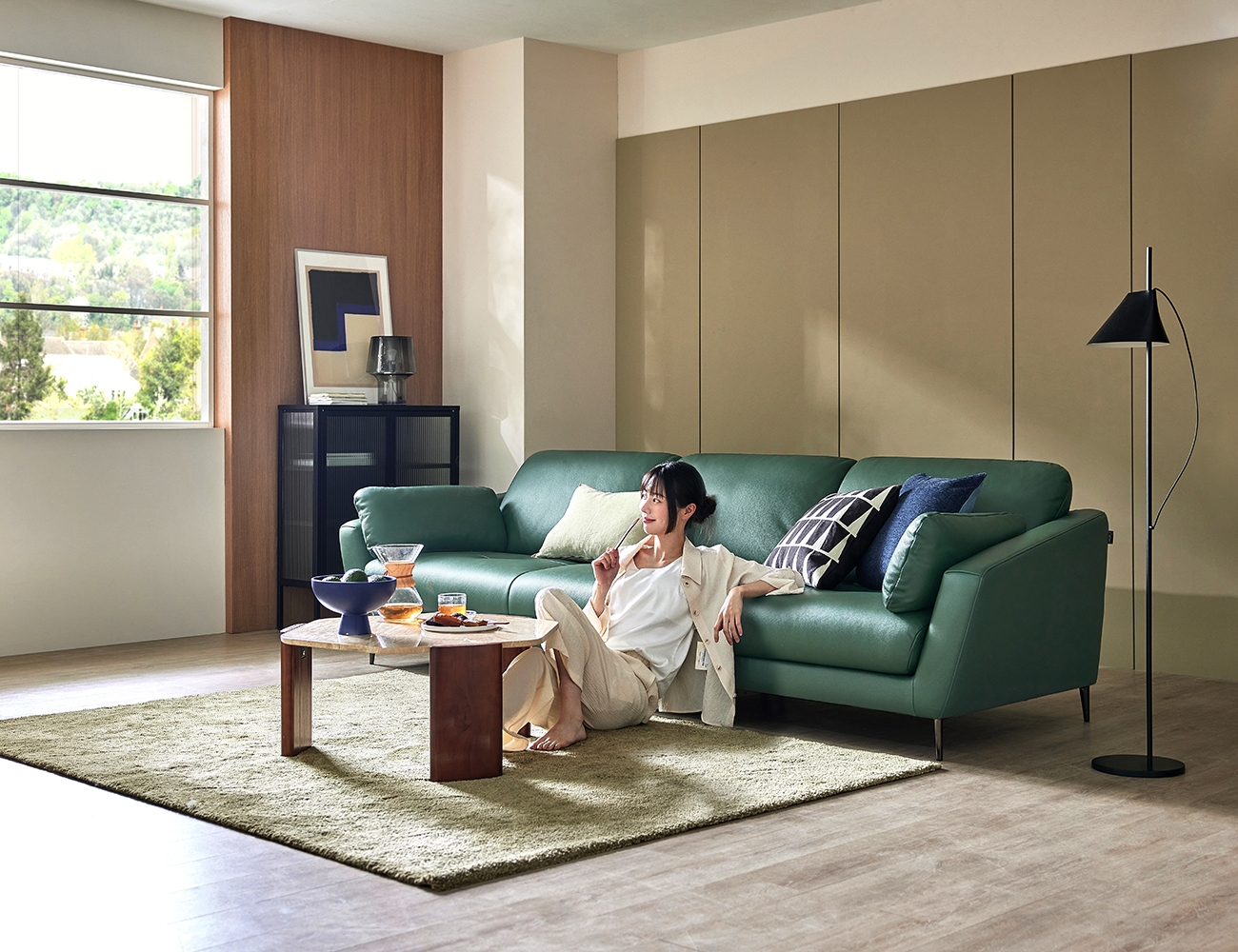 Ghế sofa da bò tự nhiên 4 chỗ ngồi Mutton