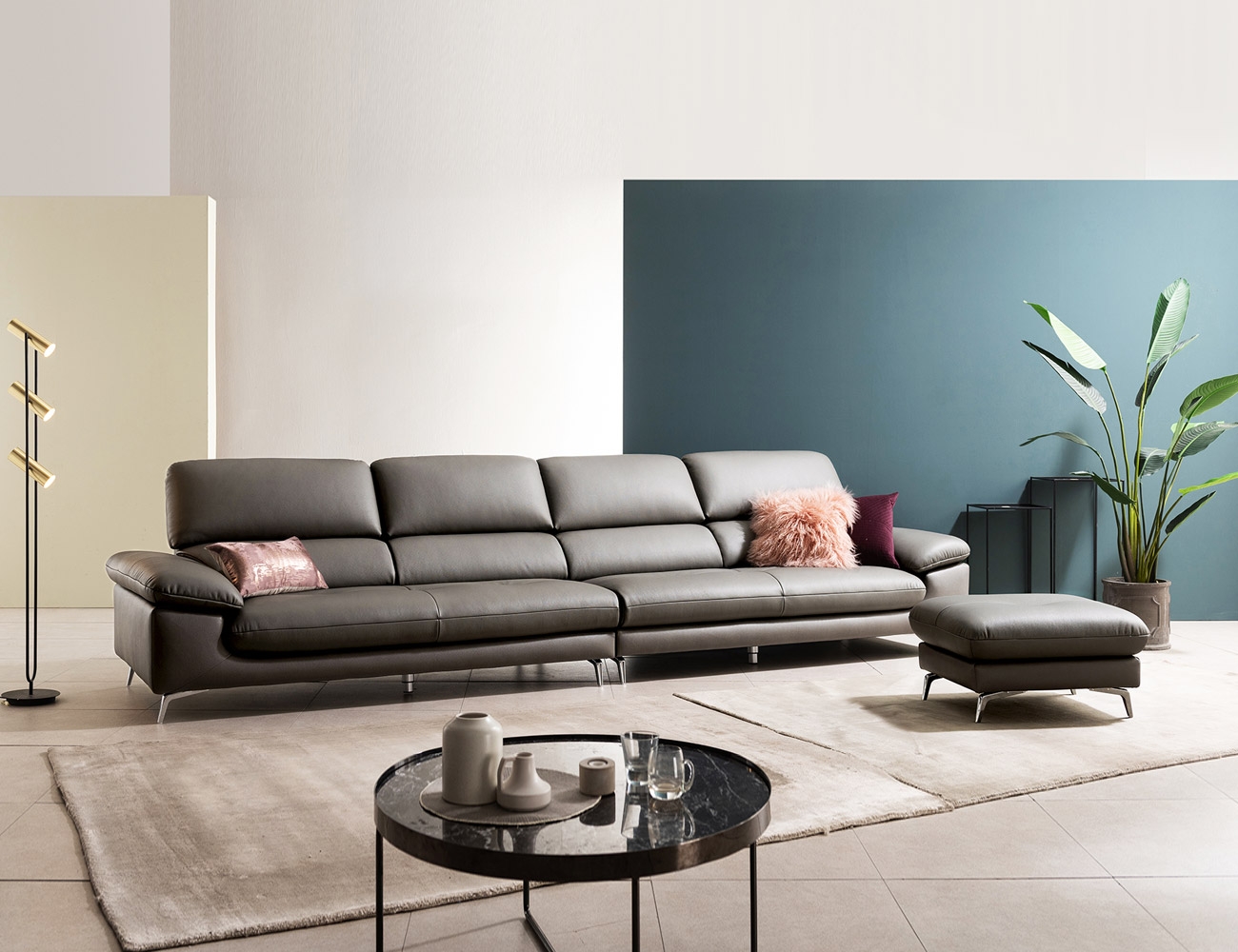Ghế sofa da bò tự nhiên 6 chỗ ngồi Russel