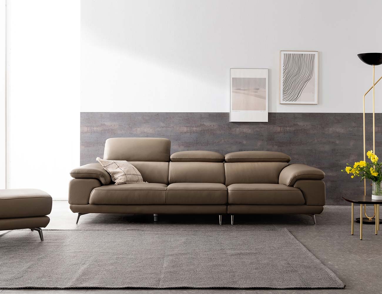 Ghế sofa da bò tự nhiên Benny 3,5 chỗ ngồi