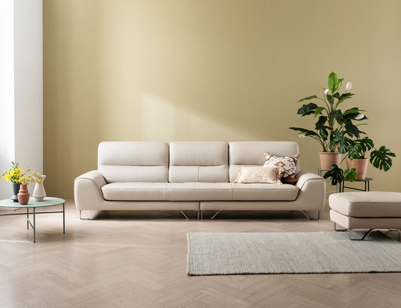 Ghế sofa da bò tự nhiên Dandy 4 chỗ ngồi