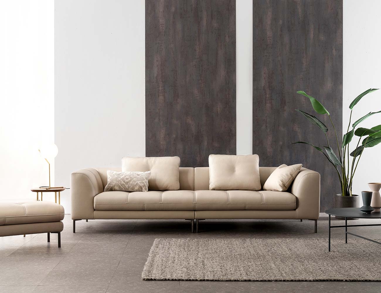 Ghế sofa da bò tự nhiên Laurent 3.5 chỗ + 3 đệm