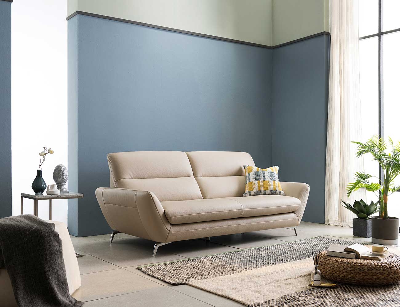 Ghế sofa da bò tự nhiên Mellow 3 chỗ ngồi