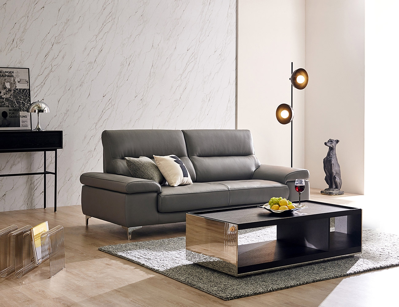 Ghế sofa da bò tự nhiên Nova 3 chỗ ngồi