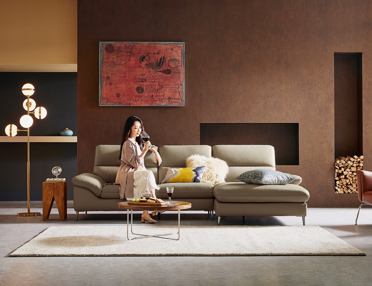 Ghế sofa da bò tự nhiên Rita 3,5 chỗ ngồi