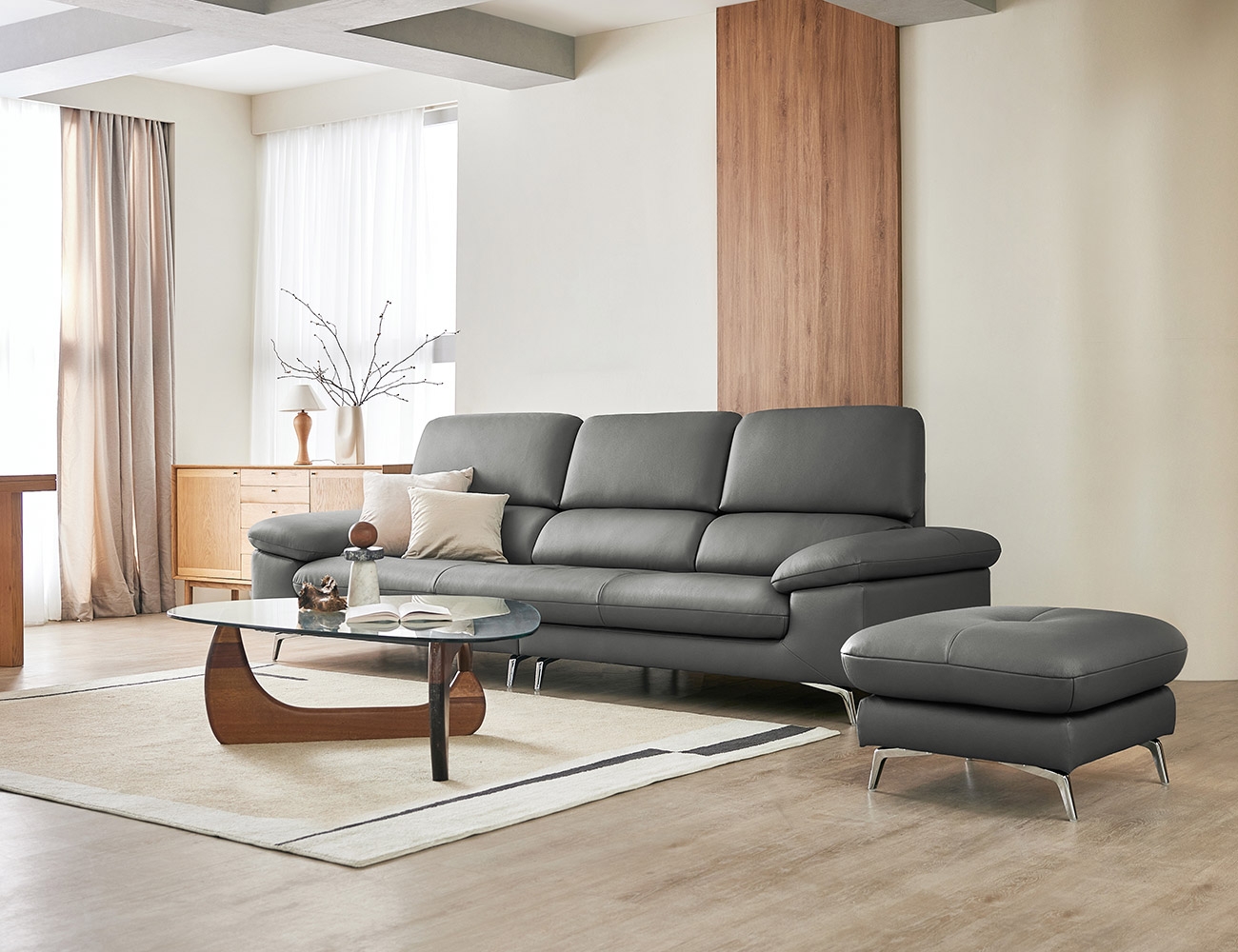 Ghế sofa da bò tự nhiên Russel 3,5 chỗ