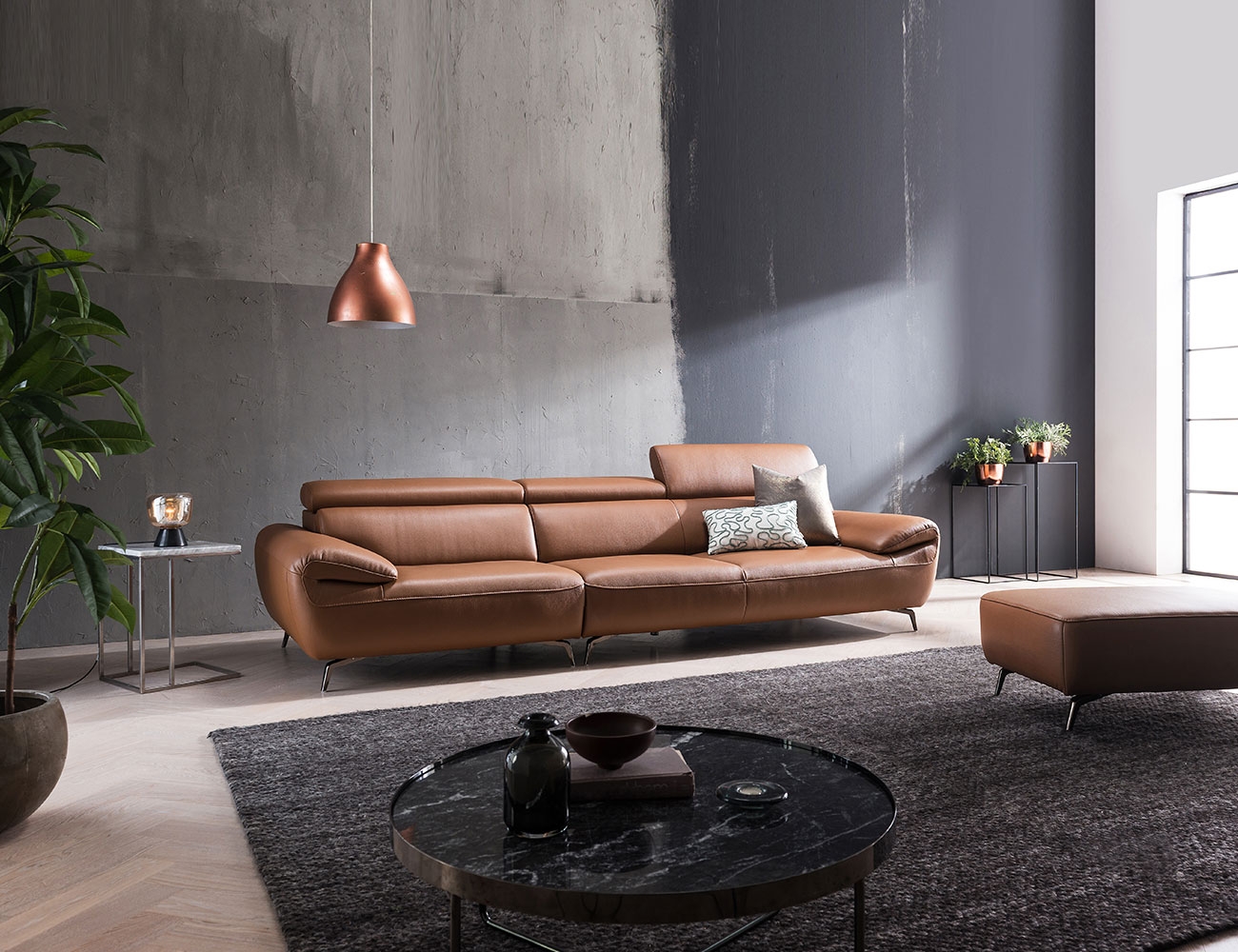 Ghế sofa da bò tự nhiên Vitello 4 chỗ ngồi Lowden