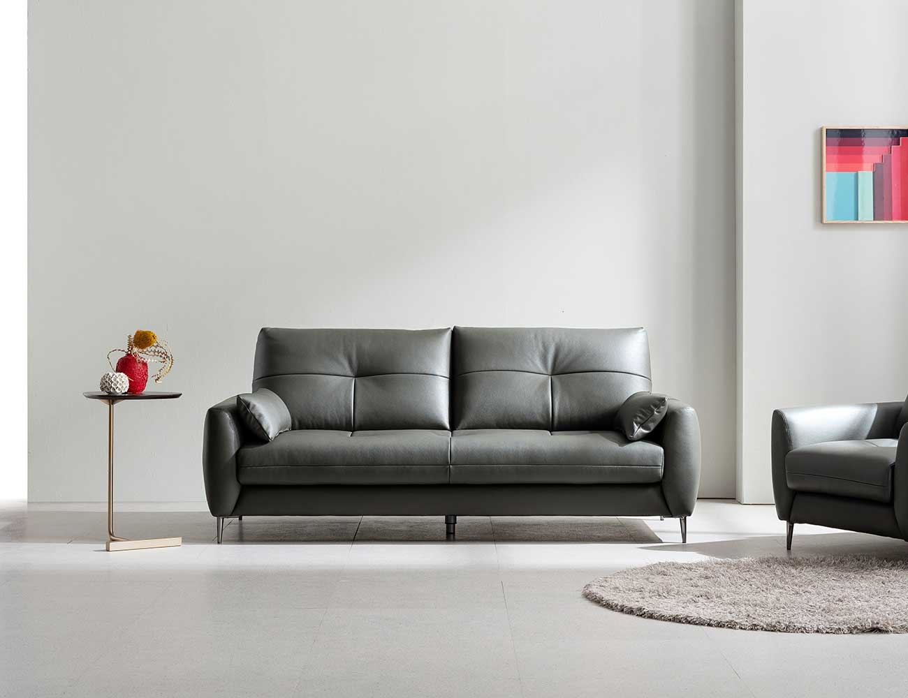Ghế sofa da bò tự nhiên Ý Melan 3 chỗ + 2 đệm