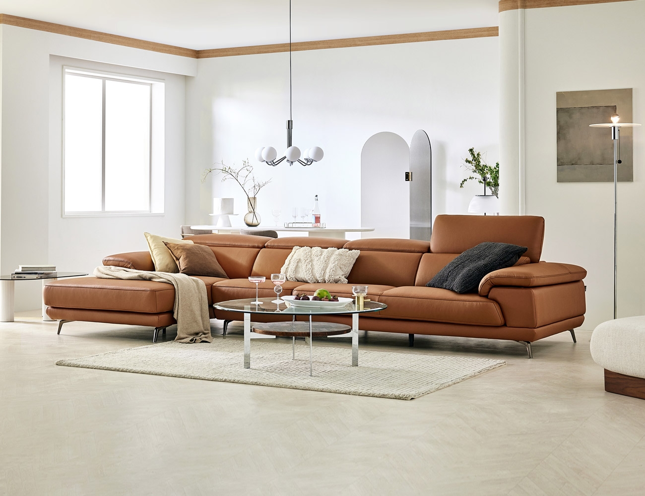 Ghế sofa da bò tự nhiên chức năng 6 chỗ ngồi Beni