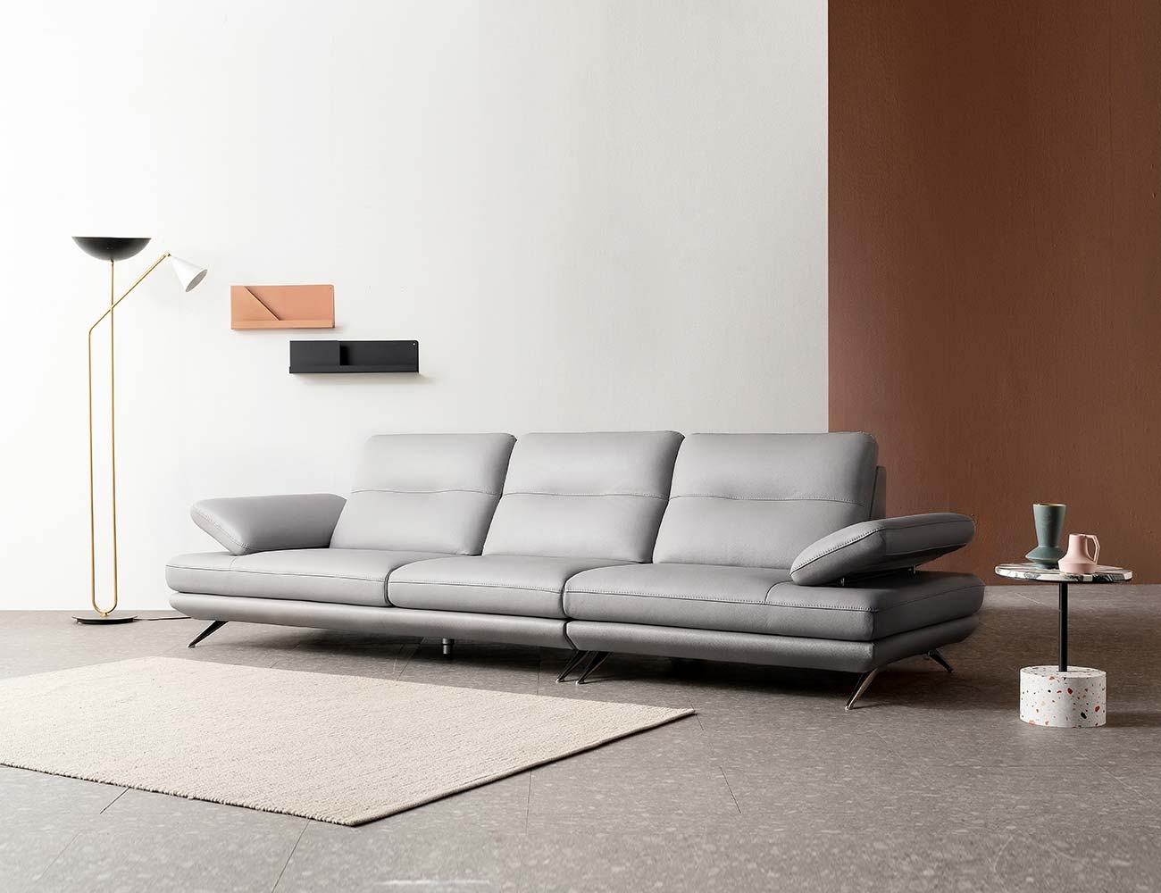 Ghế sofa da bò tự nhiên co giãn 4 chỗ Elish