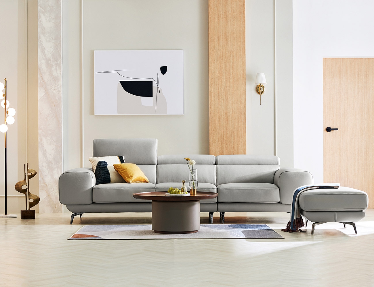 Ghế sofa da bò tự nhiên co giãn Le Mas I 3,5 chỗ