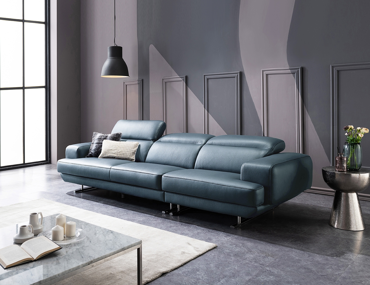 Ghế sofa da bò tự nhiên co giãn chức năng Monosh 3,5 chỗ