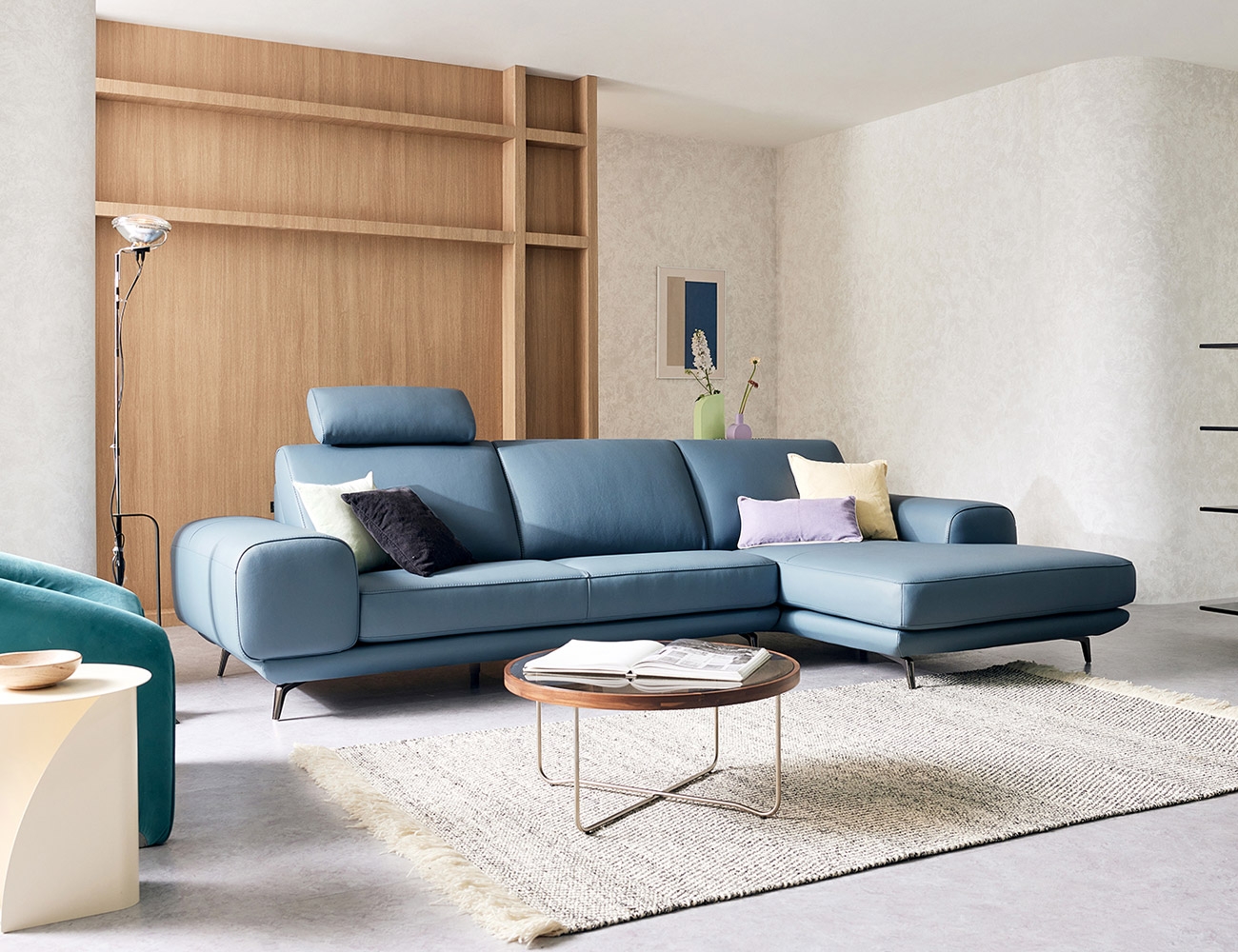 Ghế sofa da bò tự nhiên co rút Le Mas L 4 chỗ ngồi