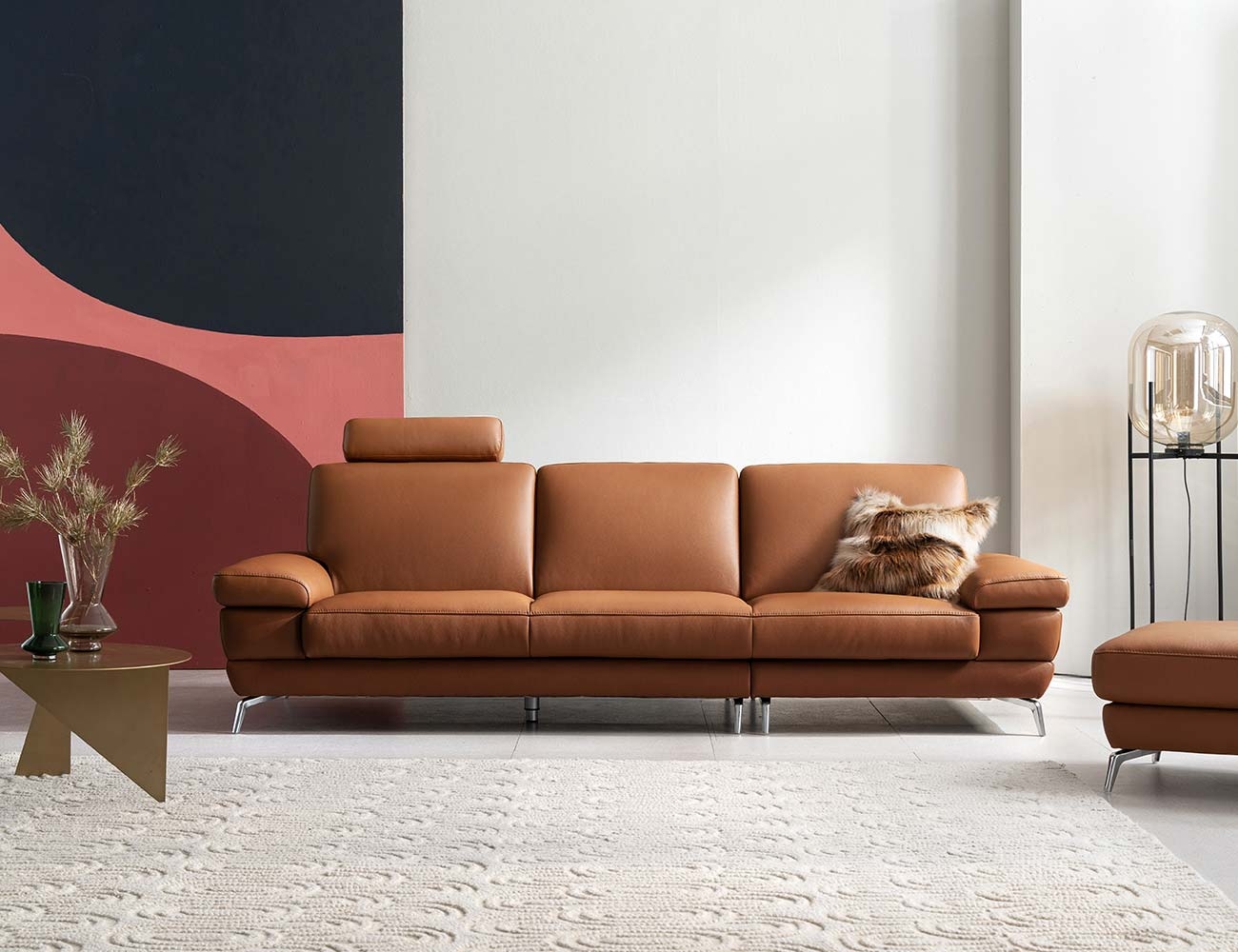 Ghế sofa da bò tự nhiên co rút Newt 3.5 chỗ