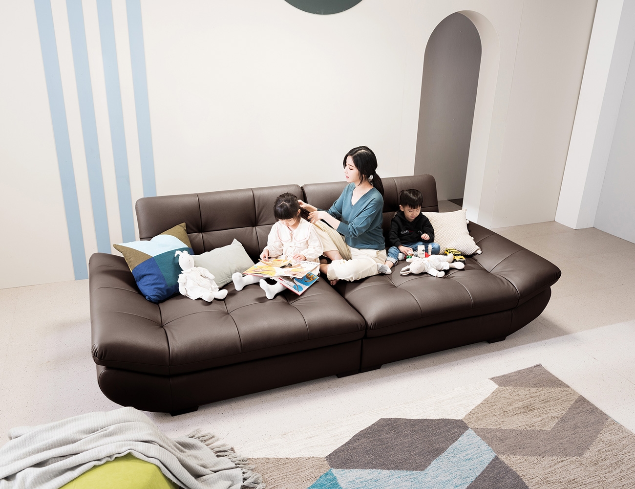 Ghế sofa da bò tự nhiên đa năng Bubble Swing 3,5 chỗ ngồi