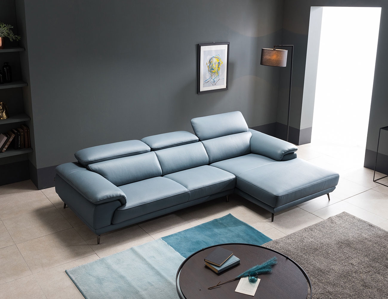 Ghế sofa da bò tự nhiên tiện dụng kiểu ghế dài Beni 4 người