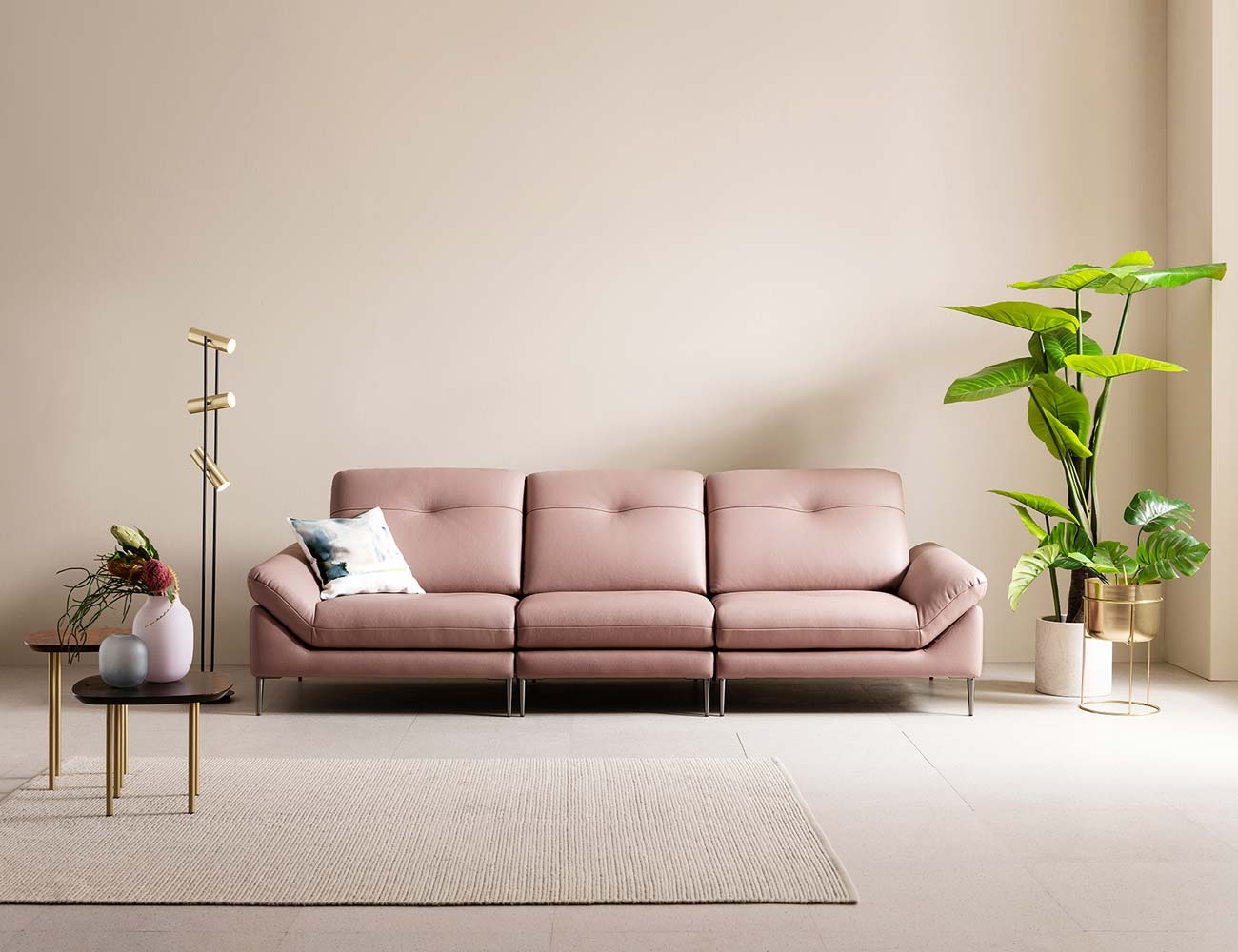 Ghế sofa da cotton tự nhiên 4 chỗ ngồi dạng mô-đun Avenuel