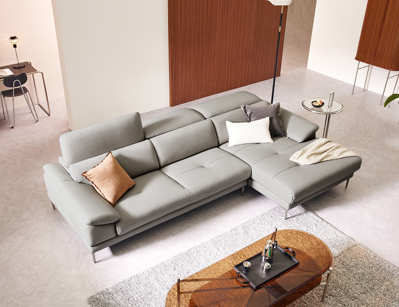 Ghế sofa da cotton tự nhiên Rossetti 4 chỗ ngồi kiểu ghế dài tiện dụng sang trọng