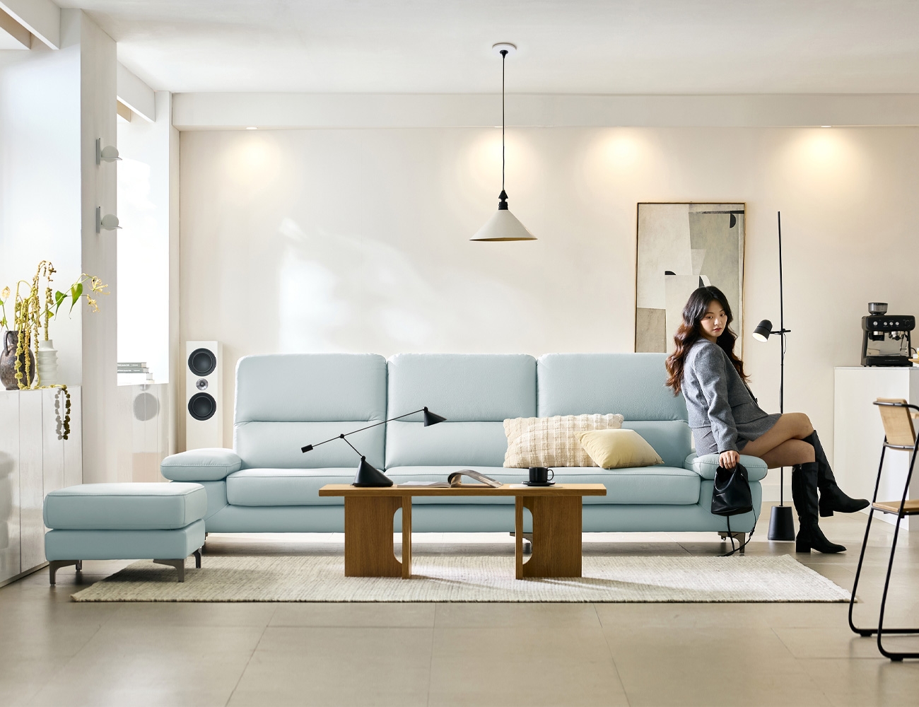 Ghế sofa da cotton tự nhiên co rút Plum 4 chỗ ngồi