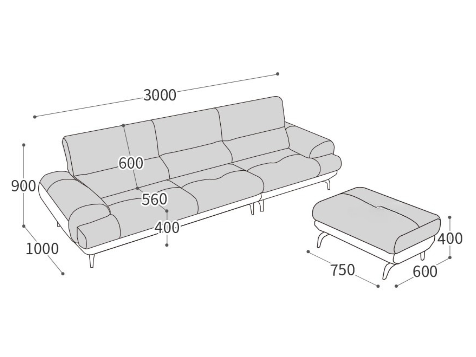 Ghế sofa da thật Lydia Luxe Tonga Leather Natural Cotton Leather Sofa + 2 đệm