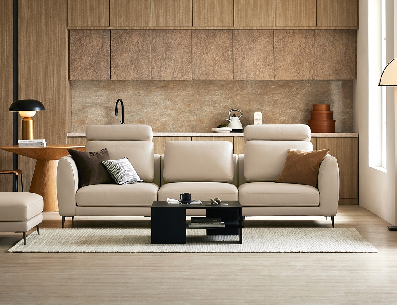 Mô-đun bắt đầu Ghế sofa da bò tự nhiên 4 người