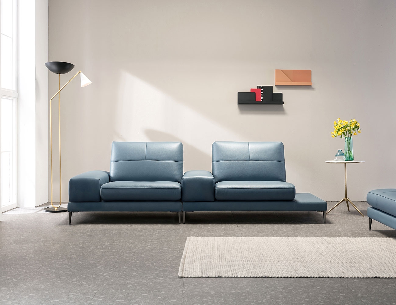 Mô-đun chuyển mạch ghế sofa da bò tự nhiên 3,5 chỗ