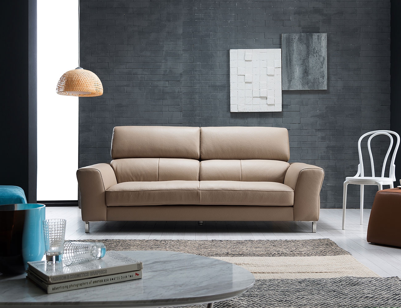 Ghế sofa da bò tự nhiên 3 chỗ ngồi Diana