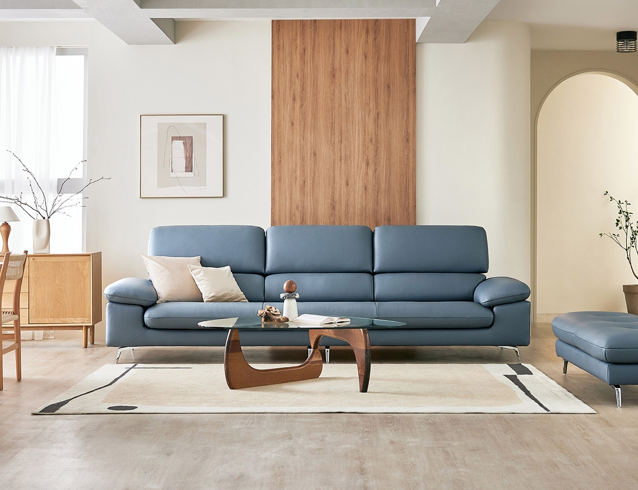 Ghế sofa da bò tự nhiên 4 chỗ ngồi Russel