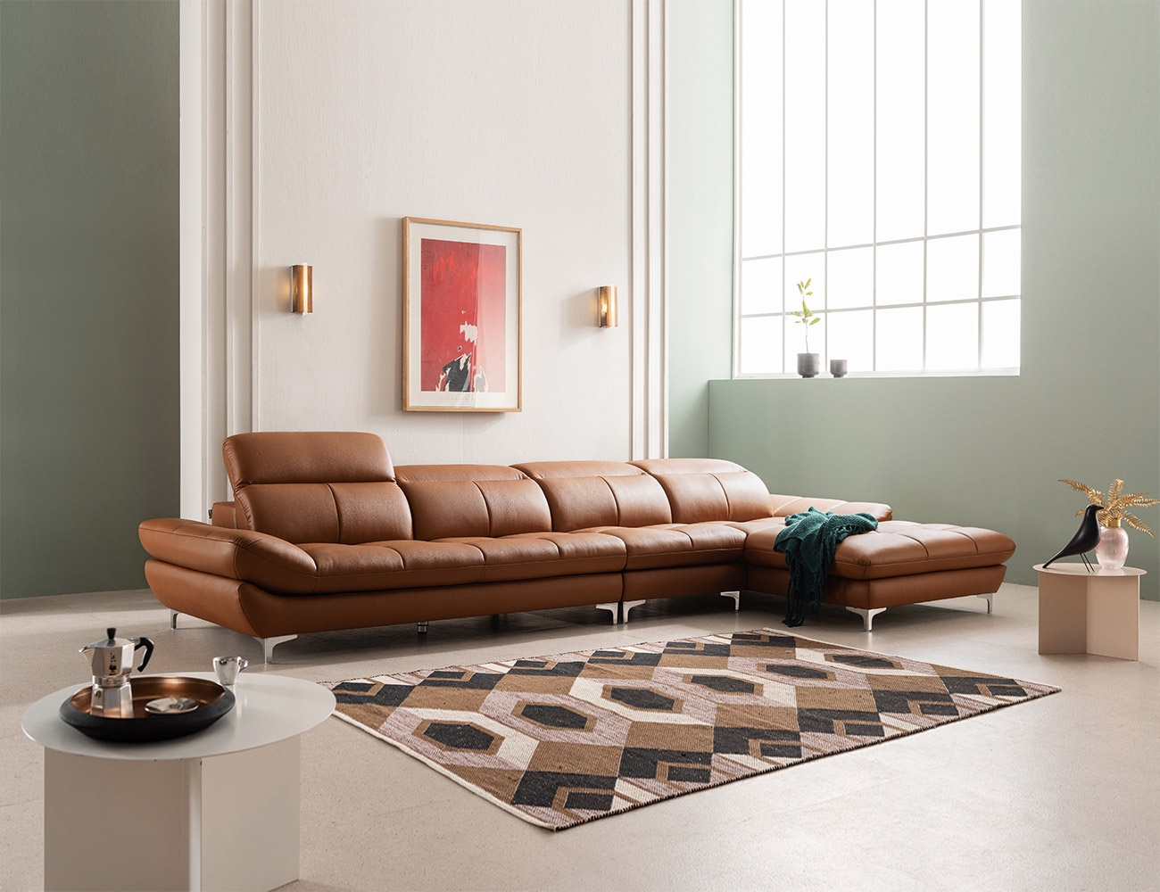 Ghế sofa da bò tự nhiên Berami 6 chỗ ngồi kiểu ghế dài tiện dụng