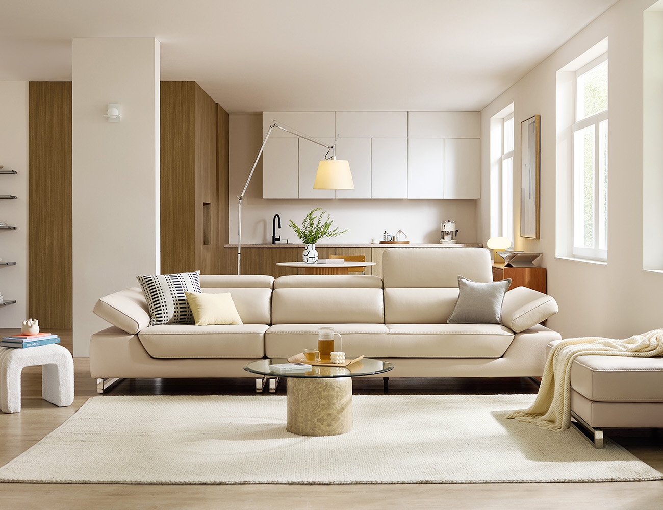 Ghế sofa da bò tự nhiên co giãn Morrison 4 chỗ ngồi