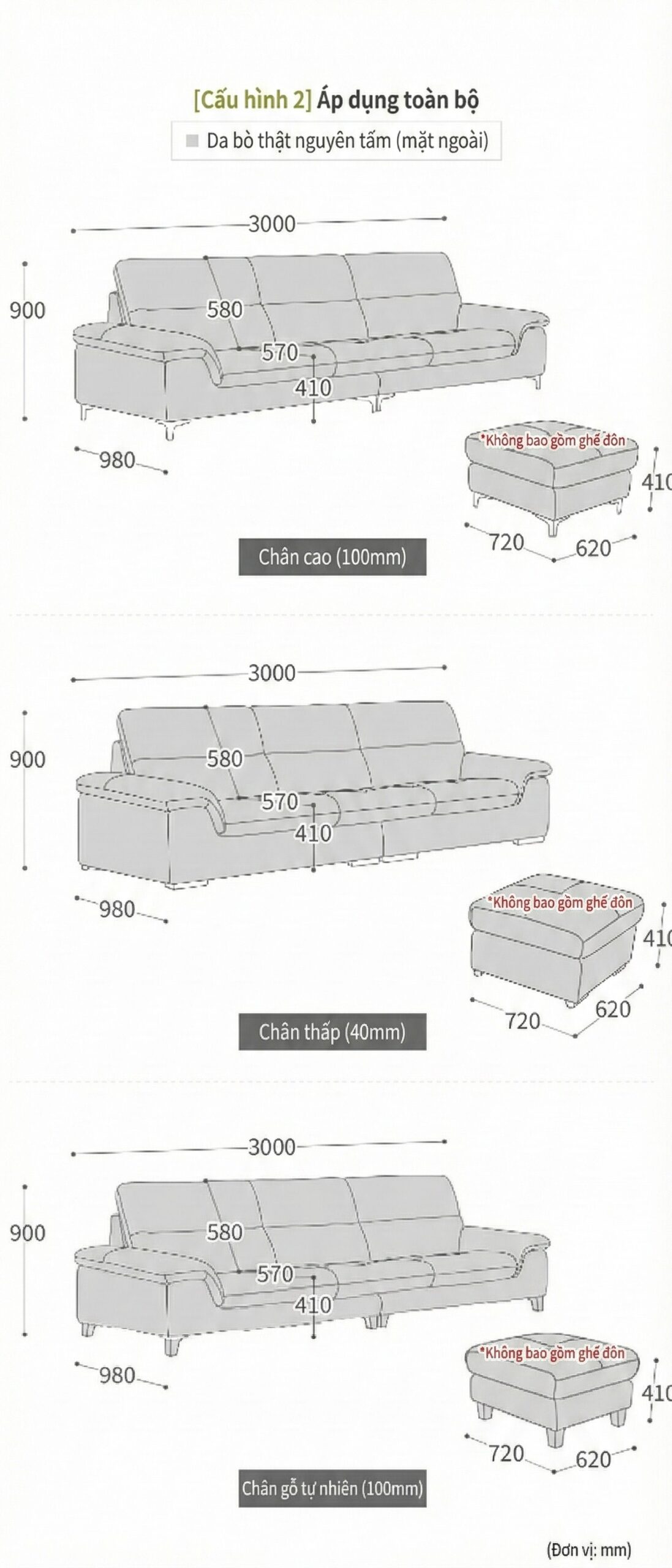Góc cận đệm ngồi sofa Serenity với bề mặt da mềm mại cao cấp
