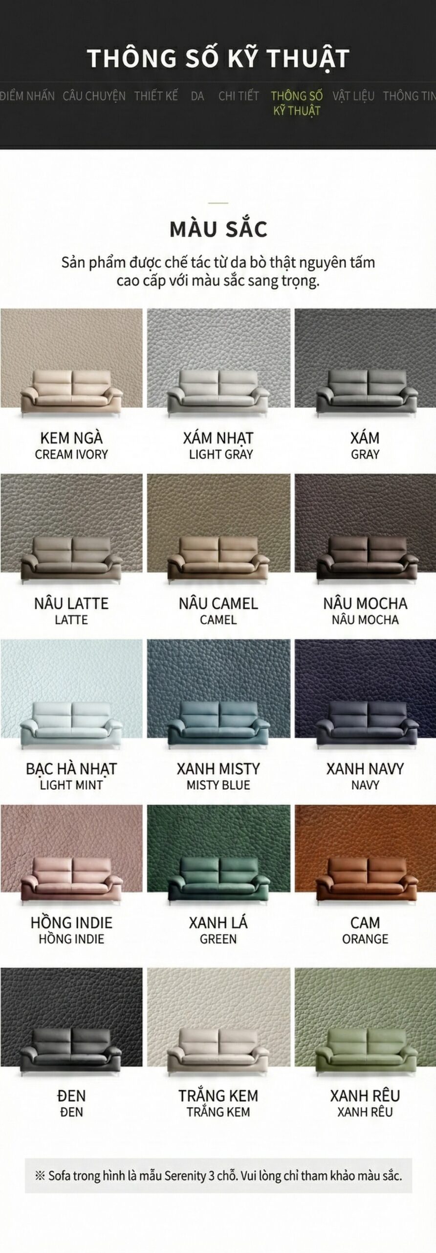 Chân ghế sofa Serenity bằng kim loại chắc chắn và sang trọng
