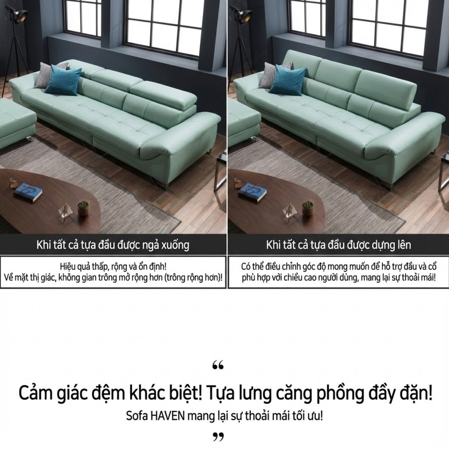 ghế sofa da bò tự nhiên haven