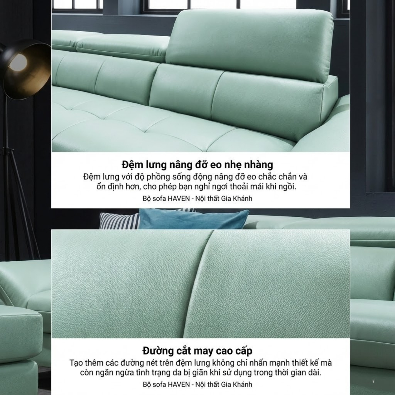 ghế sofa da bò tự nhiên haven
