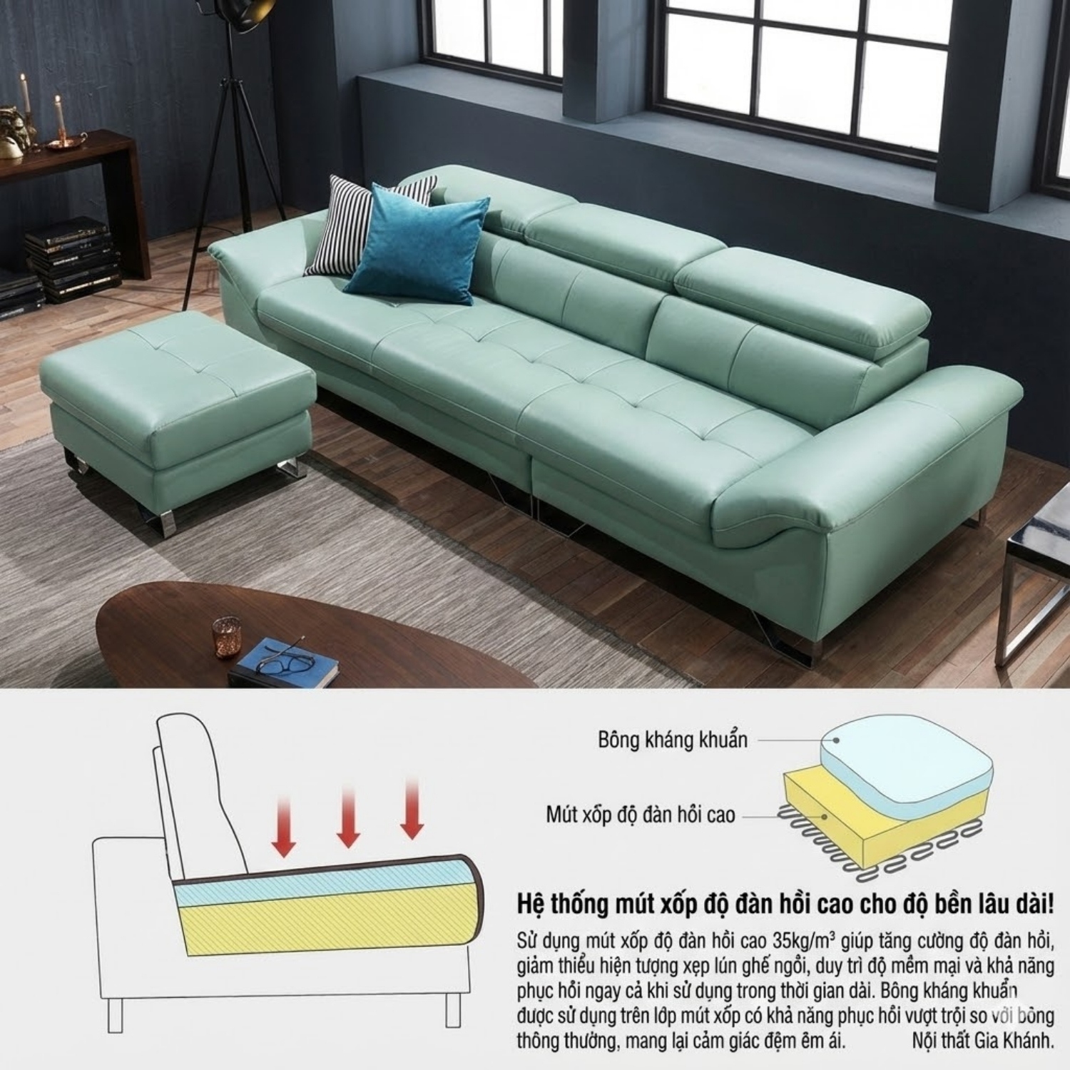 ghế sofa da bò tự nhiên haven
