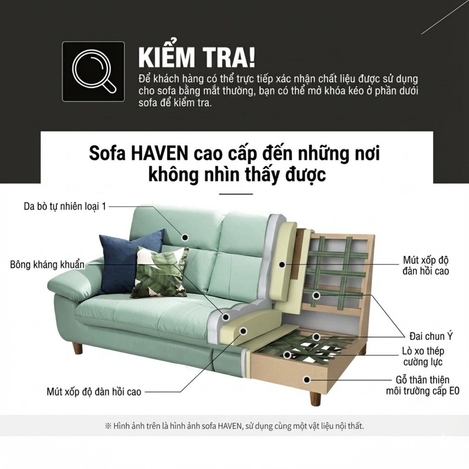ghế sofa da bò tự nhiên haven