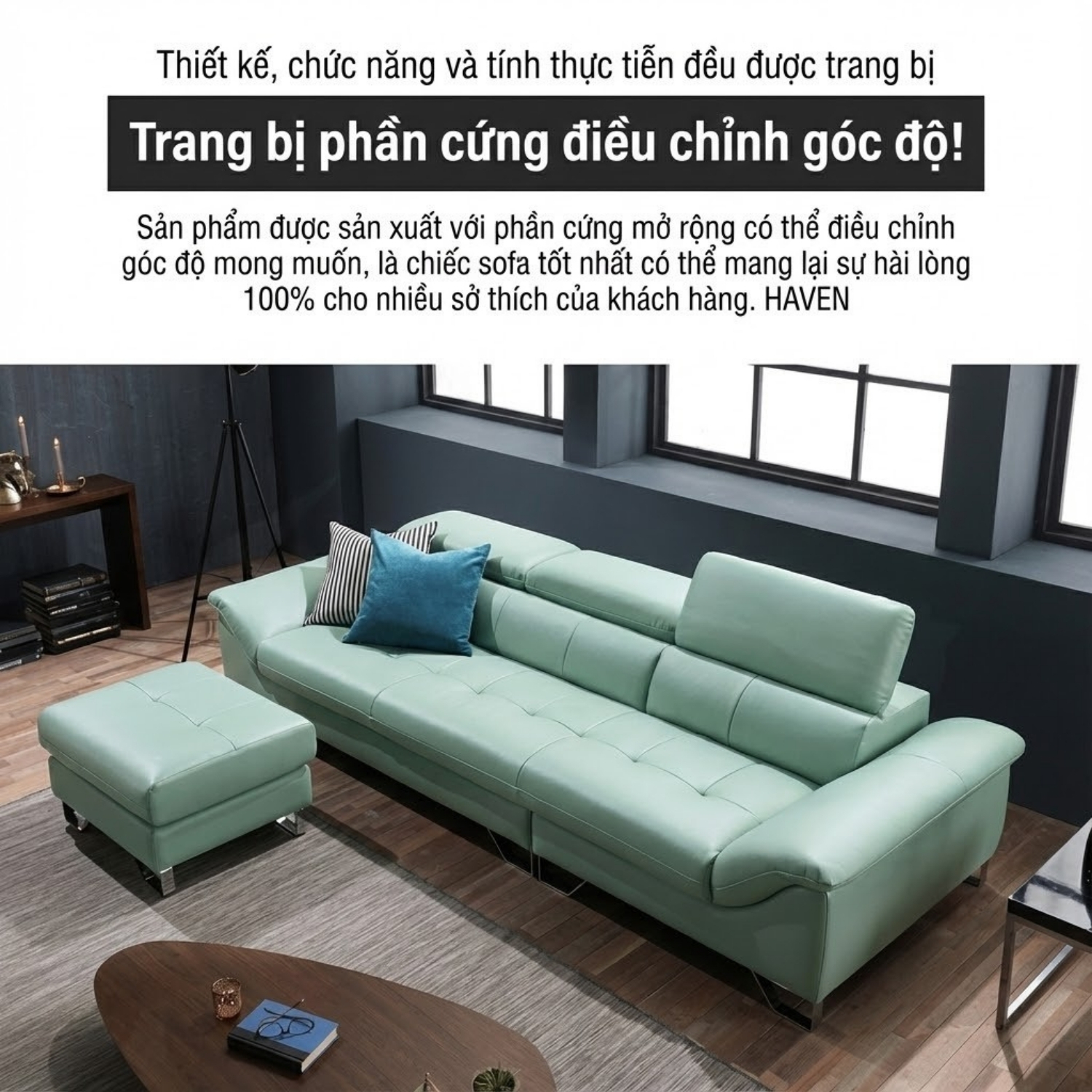 ghế sofa da bò tự nhiên haven