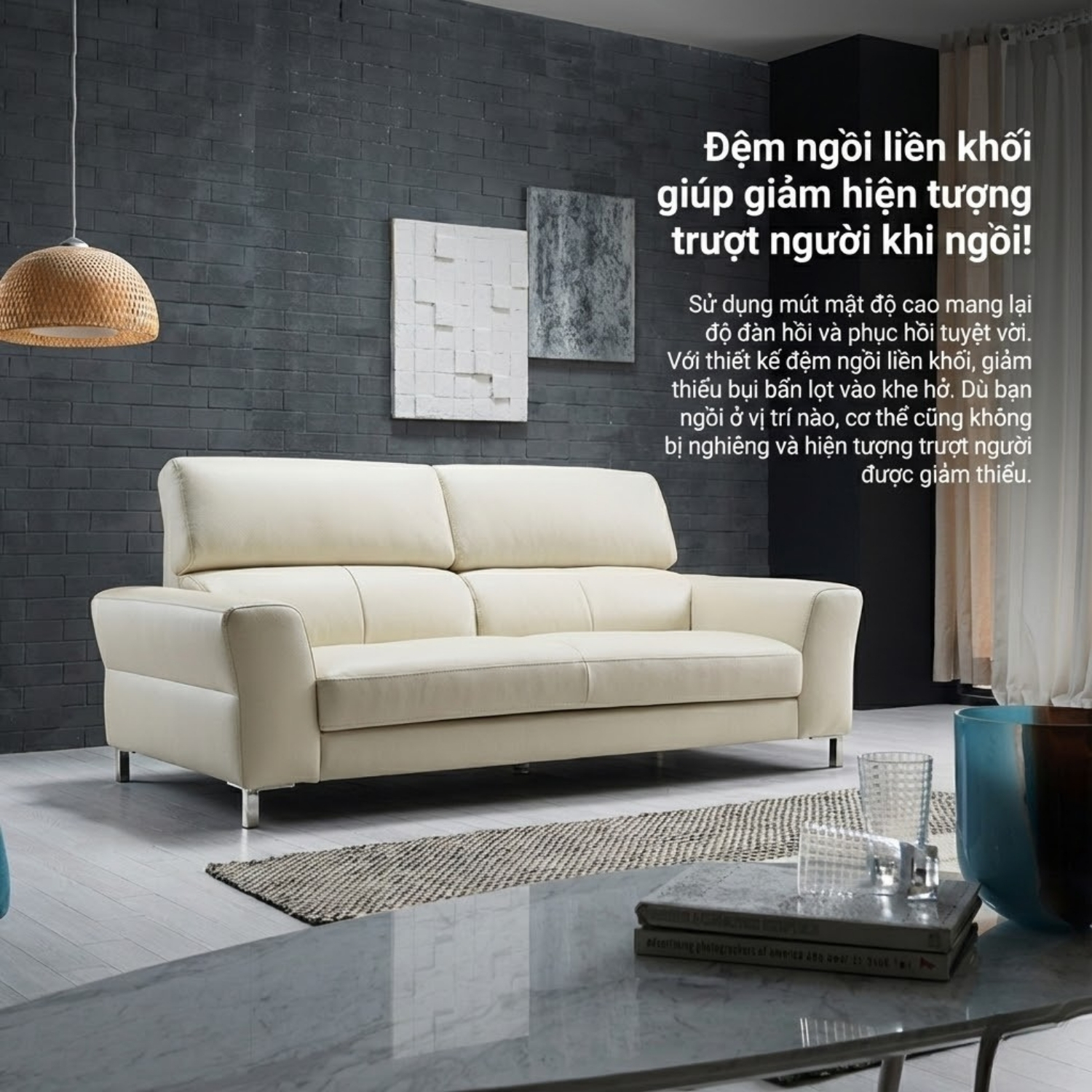 Ghế Sofa Da Hiện Đại Dáng Băng Athena